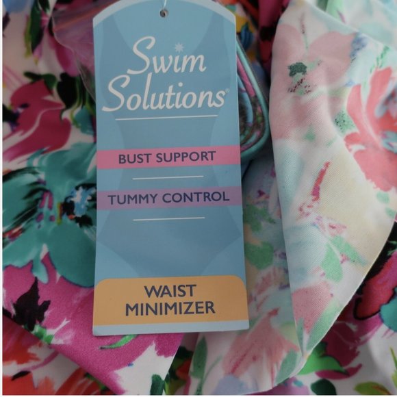 Swim Solutions  22W One Piece Off The Shoulder Or With Straps Tummy Control - Picture 8 of 8